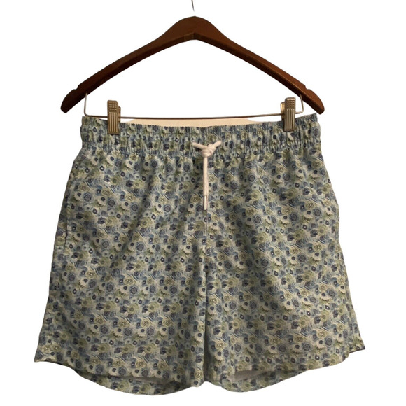 Slate & Stone Men’s Cabo Swimsuit Shorts Med Blue Green Floral 6” Poly Pockets - Picture 3 of 16
